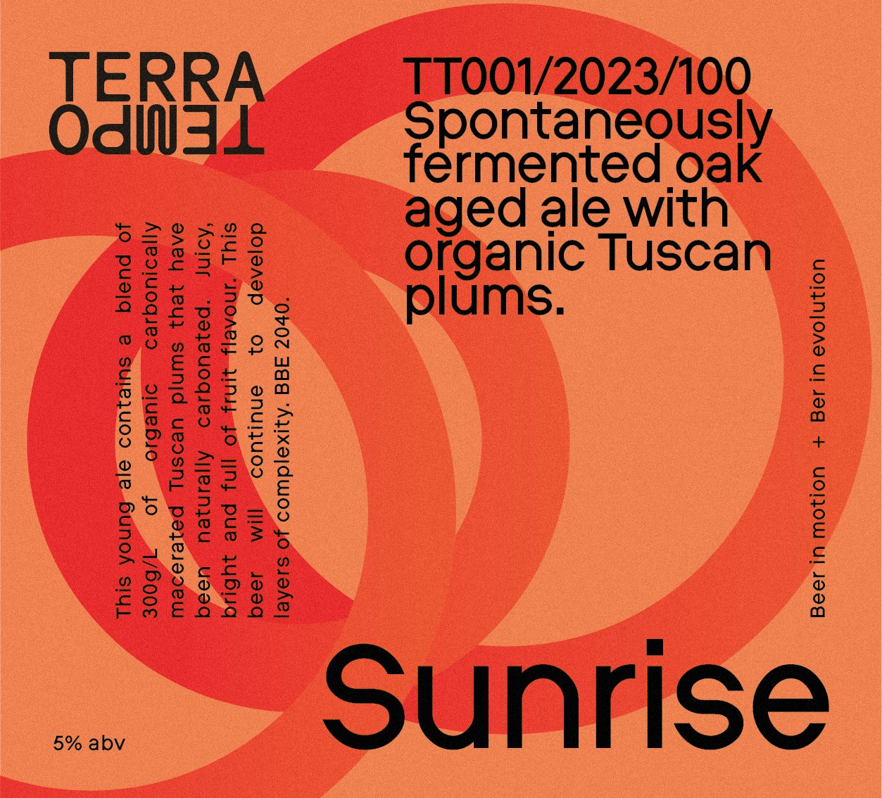 Sunrise spontaneously fermented oak aged ale with organic tuscan plums 4.8% 750ml